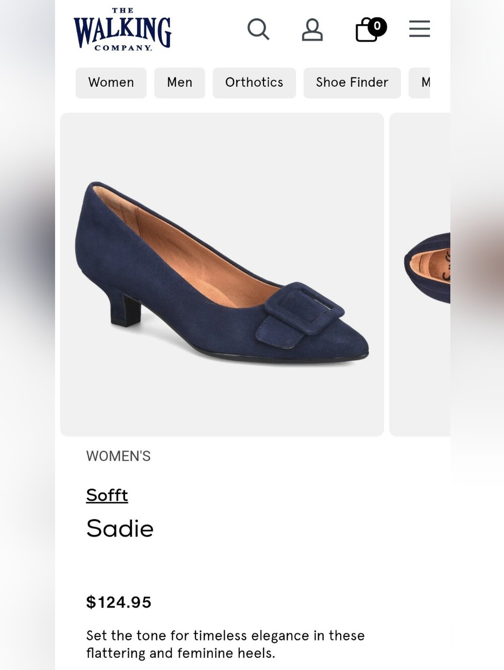 Söfft Navy Suede Pointed Toe Flats w/Square Buckle Retro Shoes Women's Sz 7 NWOB - Picture 7 of 9